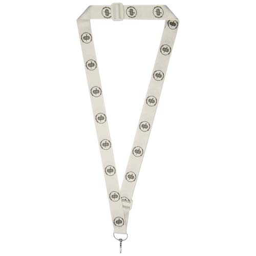 Lanyard promotionnel réglable en PET recyclé Liv Blanc / Blanc